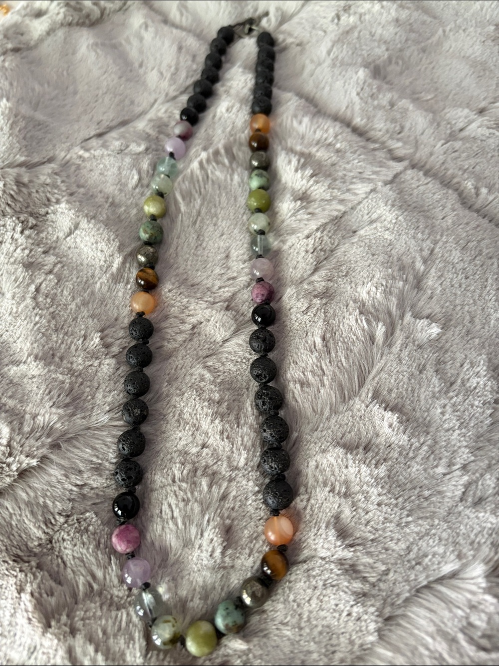 Multicolor Lava Stone & Gem Bead Necklace - Women Jewelry